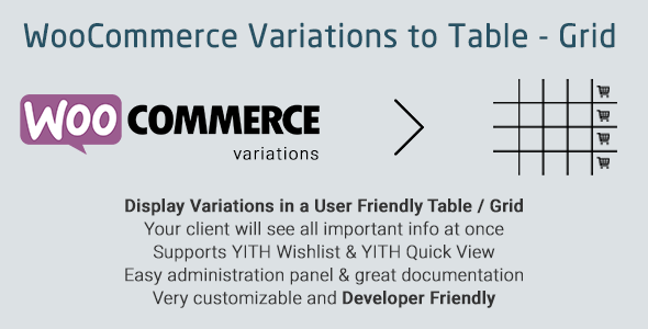 Woocommerce Variations to Table Grid 1.5.2