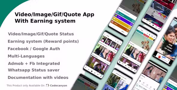 Video/Image/Gif/Quote App With Earning system 3.4 (Reward points)+ Activated