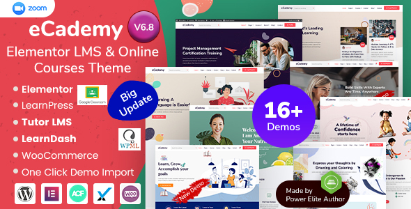 ecademy 6.5 – elementor lms & online courses theme