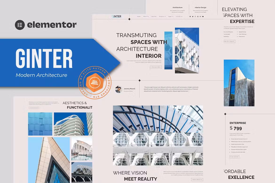 Ginter – Modern Architecture Elementor Template Kit