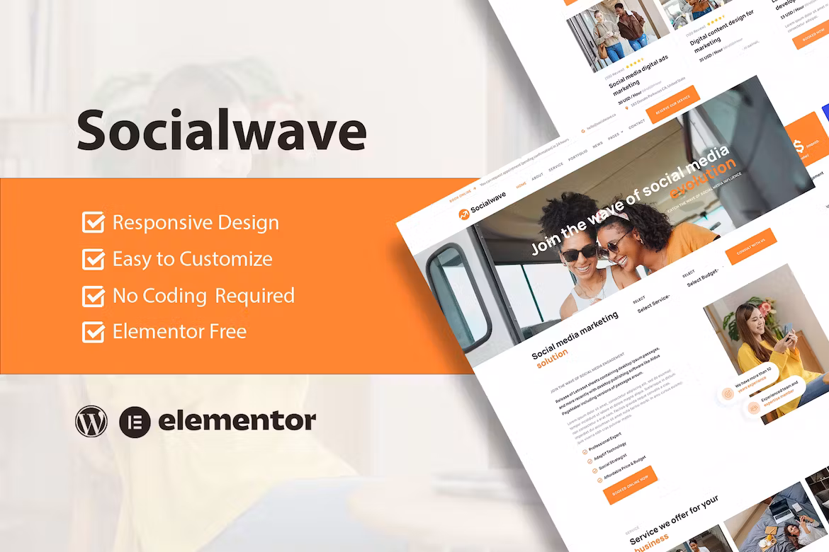 SocialWave – Social Media & Digital Marketing Service Elementor Template Kit