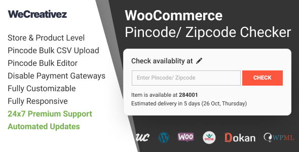 WooCommerce Pincode/ Zipcode Checker 2.0.1