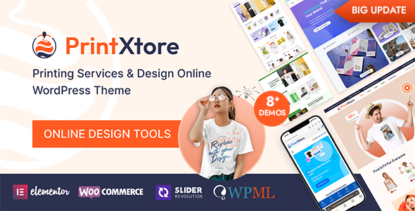 PrintXtore 1.7.5 – Printing Services & Design Online WordPress WooCommerce Theme
