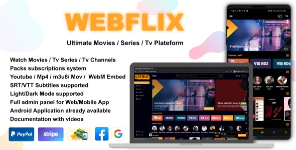 WebFlix 1.6 – Movies – TV Series – Live TV Channels – Subscription (No more Updates)