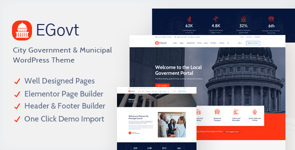 EGovt 1.5.5 – City Government WordPress Theme
