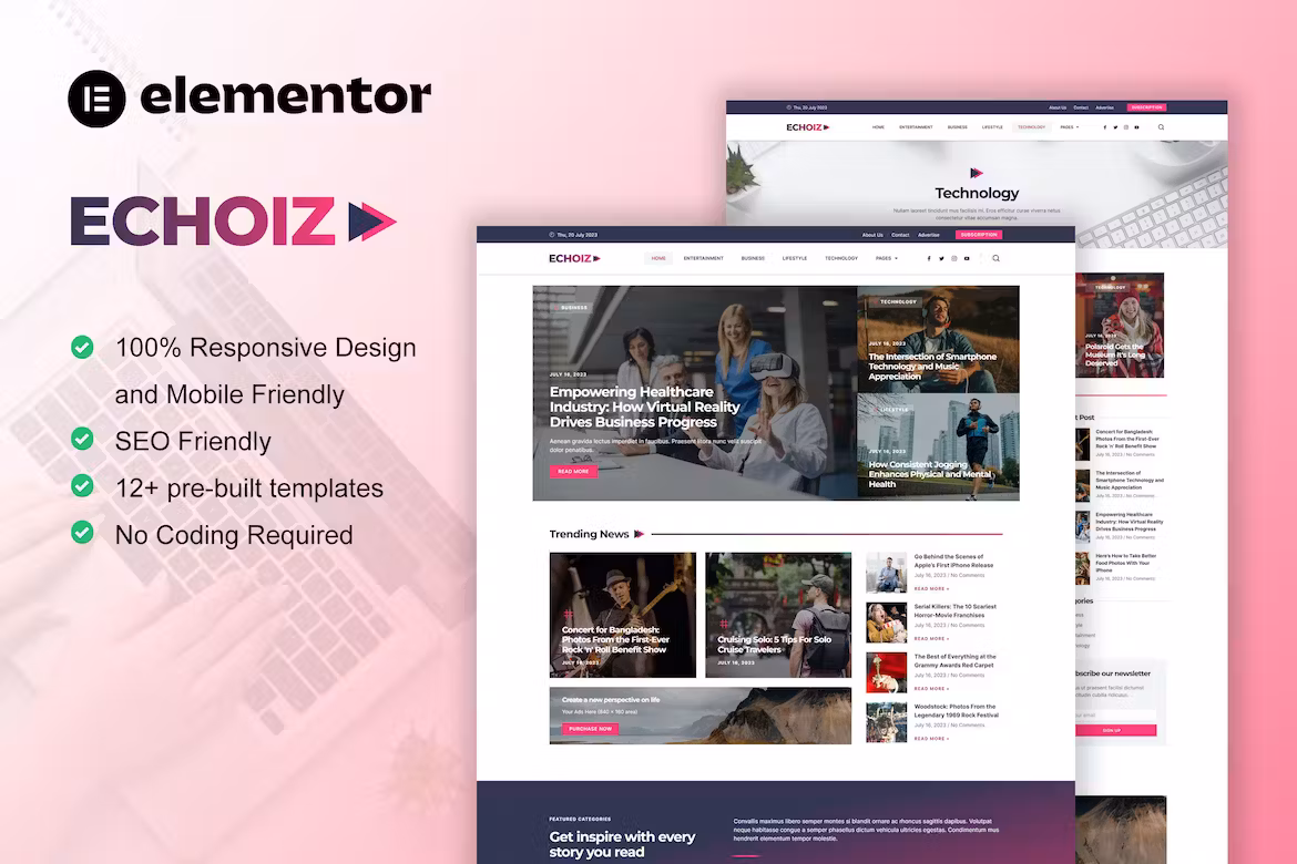 Echoiz – News & Magazine Elementor Pro Template Kit