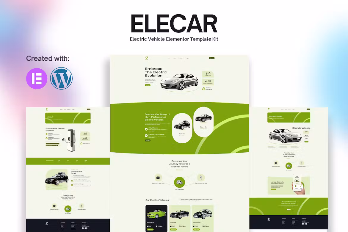 Elecar – Electric Vehicle Elementor Template Kit