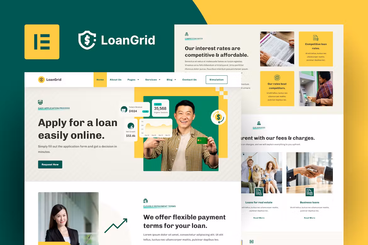 LoanGrid – Loans & Financing Elementor Template Kit