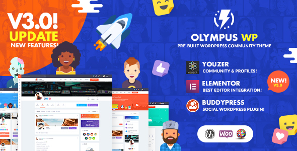 Olympus 3.97 – Social Networking WordPress Theme