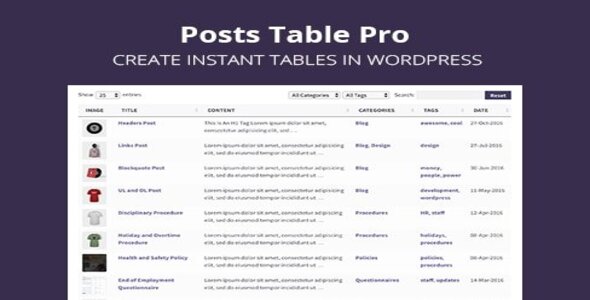 Posts Table Pro 3.2.1 By Barn2Media