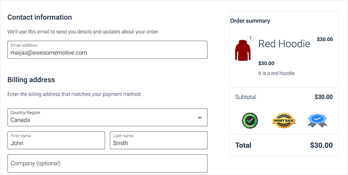 Preview of trust badges in WooCommerce Preview of trust badges in WooCommerce