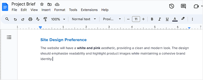 Type the design preference Type the design preference