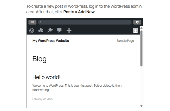 An example of an embedded WordPress Playground when aligned An example of an embedded WordPress Playground when aligned