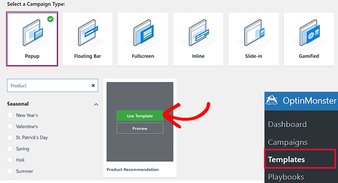 Choose a template for the product recommendation popup Choose a template for the product recommendation popup