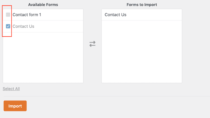 Importing specific forms into WPForms 