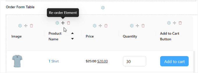 Reorder element Reorder element