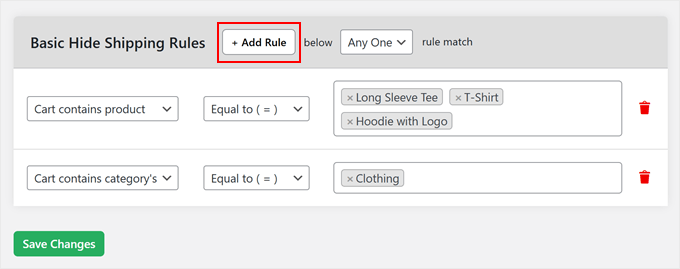 Adding multiple conditional logic rules to hide shipping options Adding multiple conditional logic rules to hide shipping options