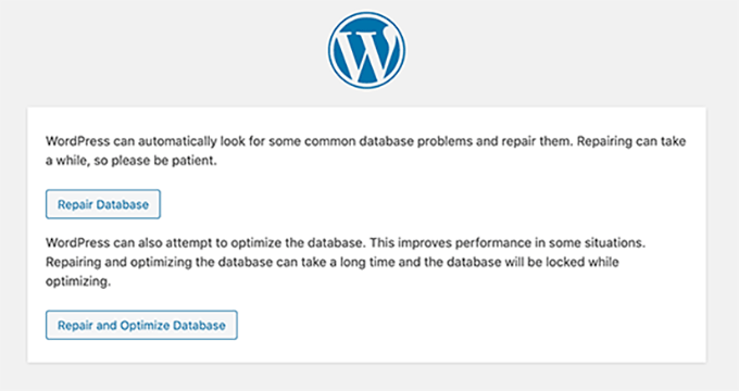 Repair WordPress database Repair WordPress database
