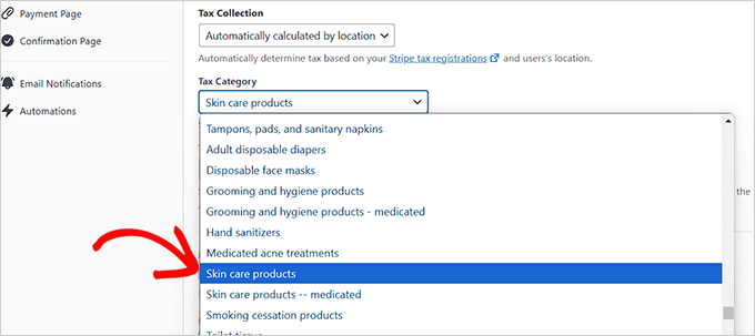 Choose a tax category for your products Choose a tax category for your products