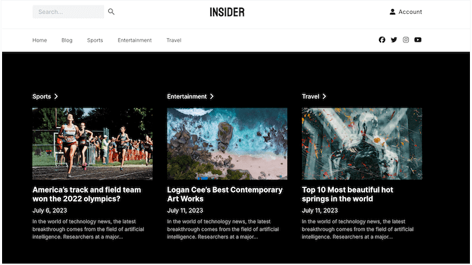 An example of a news template, included as part of the SeedProd plugin An example of a news template, included as part of the SeedProd plugin