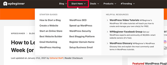 WPBeginner start here WPBeginner start here