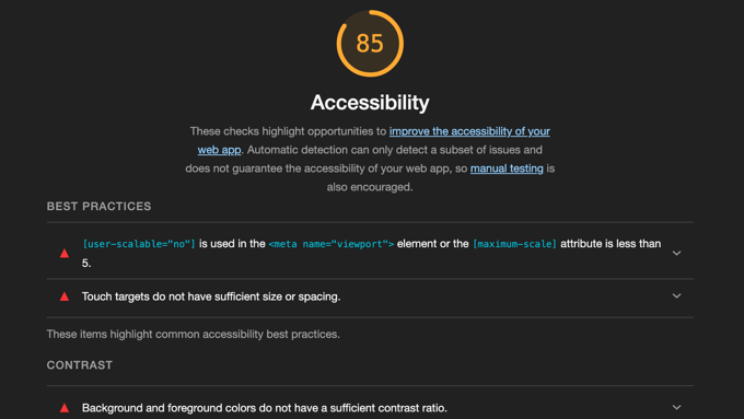 Google Lighthouse Accessibility Report Google Lighthouse Accessibility Report