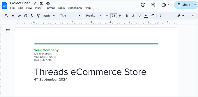 Add your project's name in the brief Add your project's name in the brief