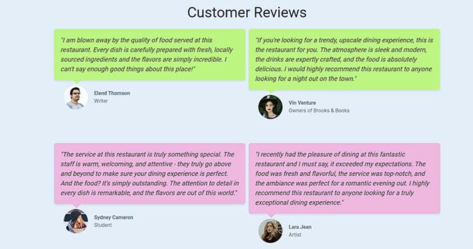 Preview for testimonials Preview for testimonials