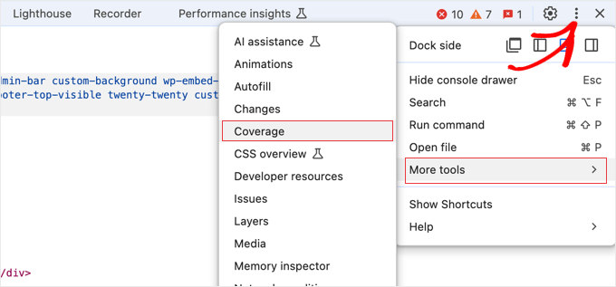 Showing the Inspect Tool's Coverage Report Showing the Inspect Tool's Coverage Report