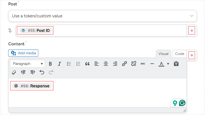 Configuring the Update the content of a post action in Uncanny Automator Configuring the Update the content of a post action in Uncanny Automator