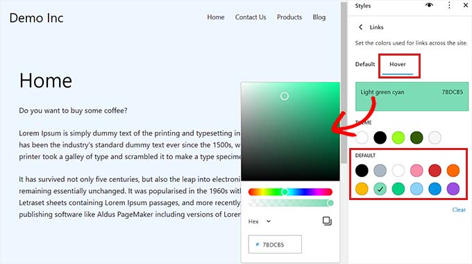 Change the hover link color Change the hover link color