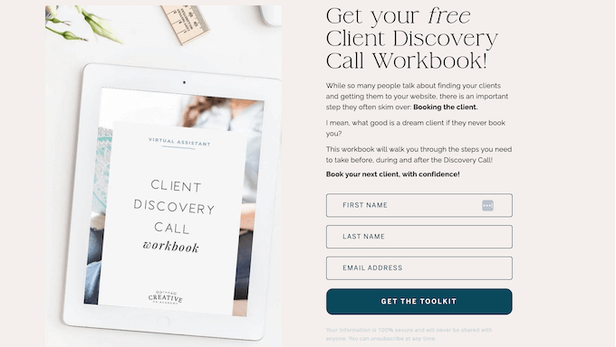 An example of a lead-generating workbook An example of a lead-generating workbook