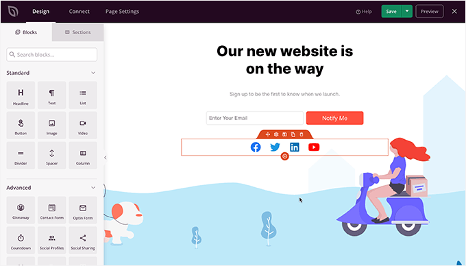 Page builder interface Page builder interface