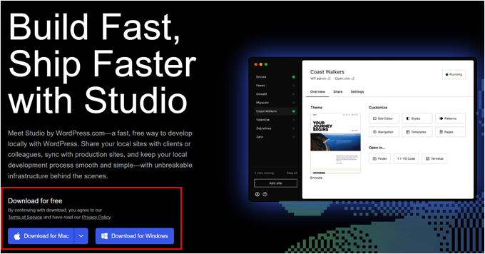 Downloading Studio by WordPress.com Downloading Studio by WordPress.com