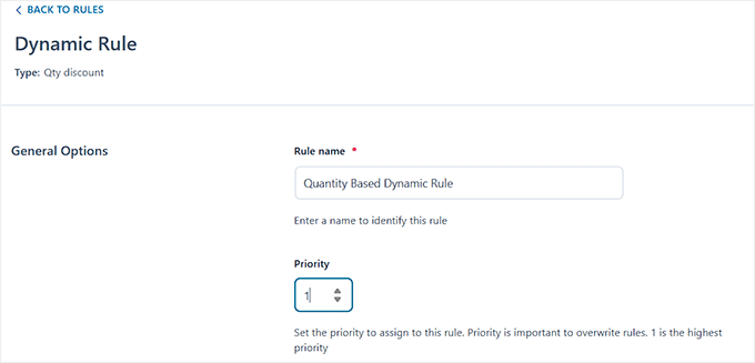 Set dynamic pricing rule name and priority Set dynamic pricing rule name and priority
