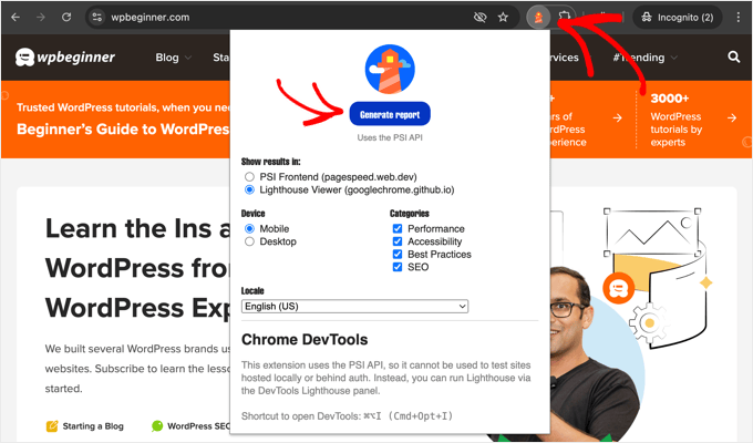Accessing Lighthouse Using the Official Google Chrome Extension Accessing Lighthouse Using the Official Google Chrome Extension