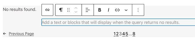 No results block for the query loop No results block for the query loop