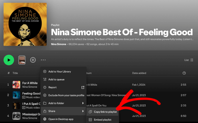 The Copy link to playlist button The Copy link to playlist button