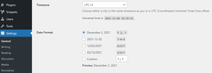 Edit the timezone settings Edit the timezone settings