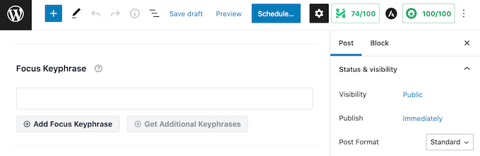 Adding a focus keyphrase in the AIOSEO tool Adding a focus keyphrase in the AIOSEO tool