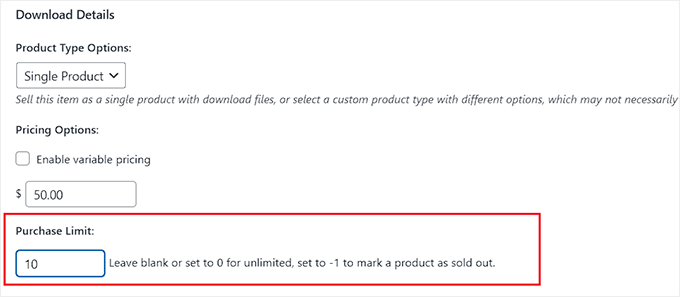 Set a purchase limit for your product Set a purchase limit for your product