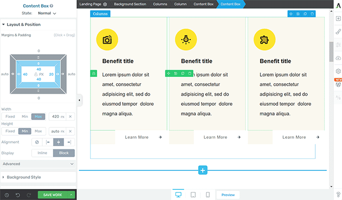 Thrive Architect interface Thrive Architect interface
