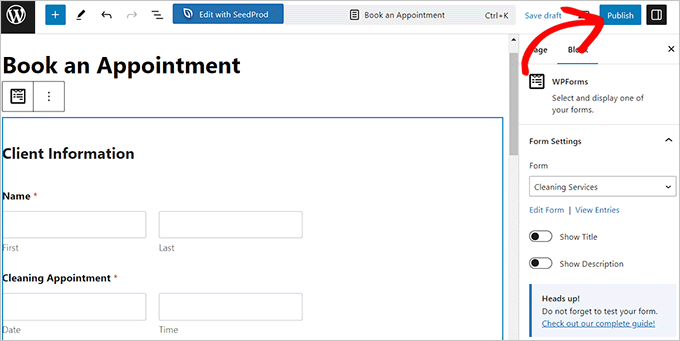 Publish cleaning services form Publish cleaning services form