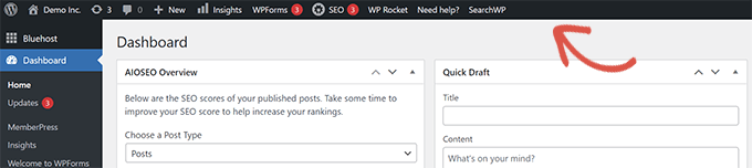 WordPress admin toolbar WordPress admin toolbar