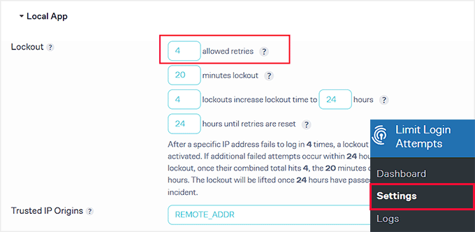 Limit login attempts Limit login attempts
