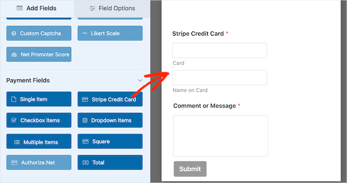 Adding a payment field Adding a payment field