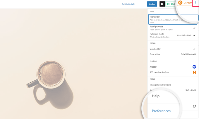 Block editor Preferences Block editor Preferences