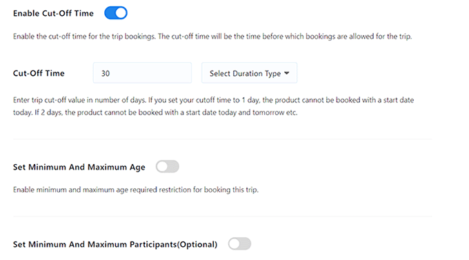 Enable cut time for trip Enable cut time for trip