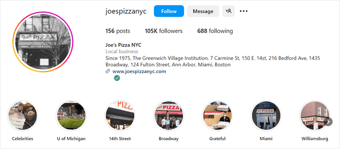 Joe's Pizza's location on Instagram Joe's Pizza's location on Instagram