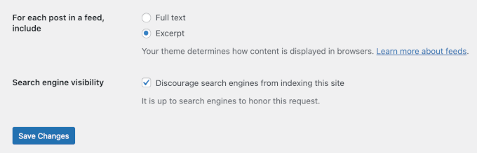 Saving changes in WordPress' Reading Settings Saving changes in WordPress' Reading Settings